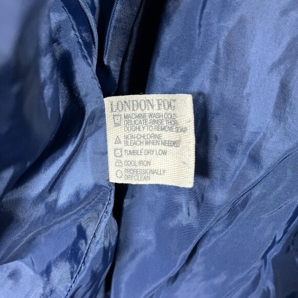 London Fog Parka Jacket Women’s Size S Blue Utility Raincoat with Removable Hood - Picture 9 of 10